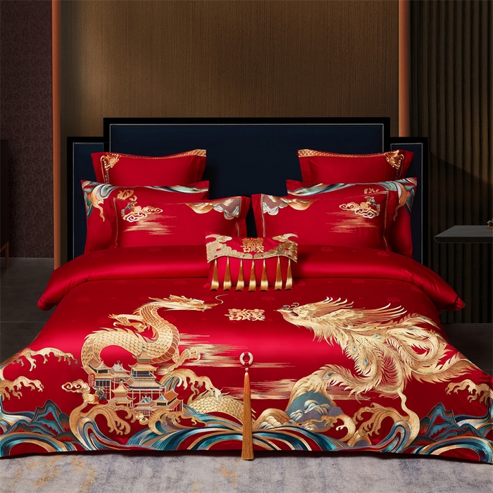 91家纺网 家纺一手货源 找家纺 宏羽纺家纺 2024新款高支高密纯棉提花婚庆套件系列（控价680） 举案齐眉