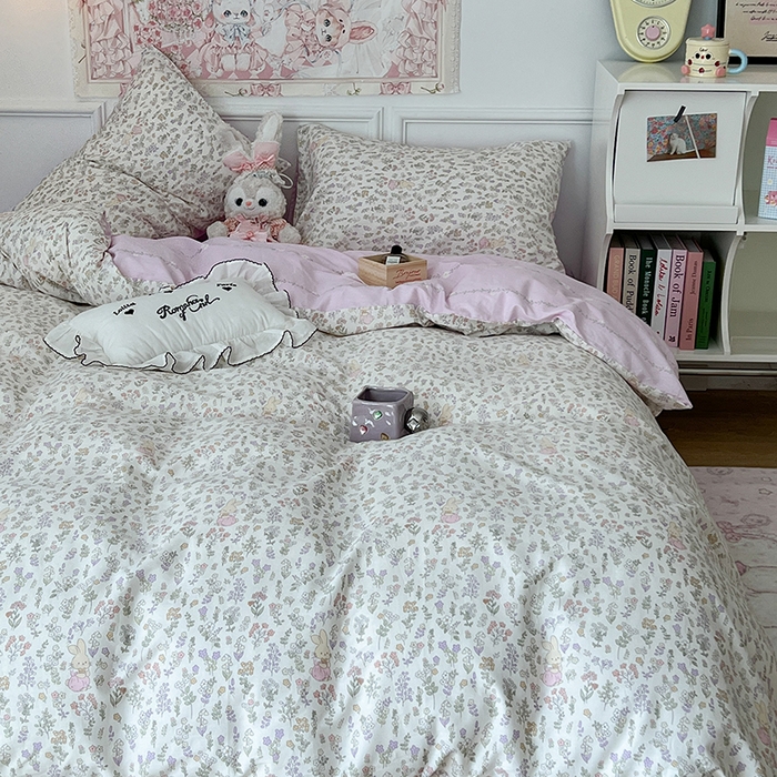 91家纺网 家纺一手货源 找家纺 昔可家纺 2024新款13070全棉四件套系列第二批 花蔓兔