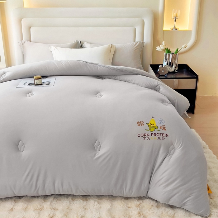91家纺网 家纺一手货源 找家纺 暖阁 2025新款糯糯玉米被大豆被冬被春秋被被子被芯 高级灰