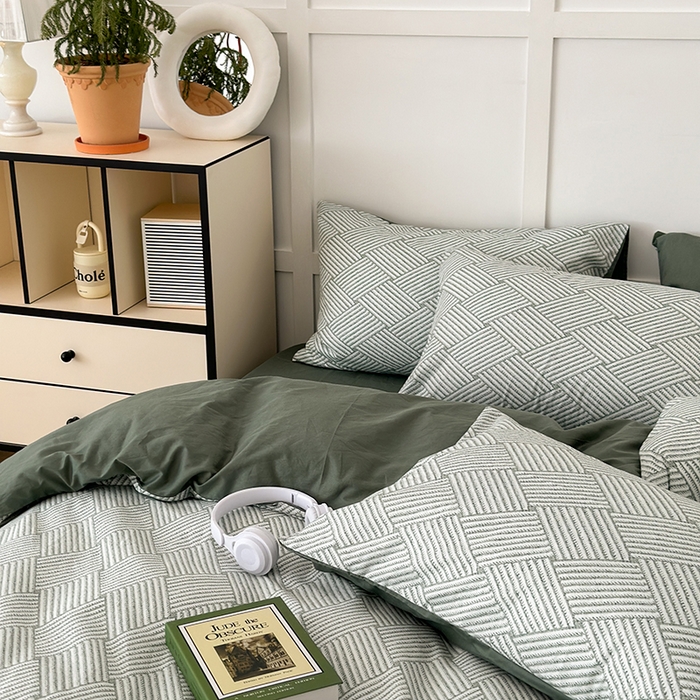 91家纺网 家纺一手货源 找家纺 昔可家纺 2024新款13372全棉亲肤四件套-复古系列 格瑞塔