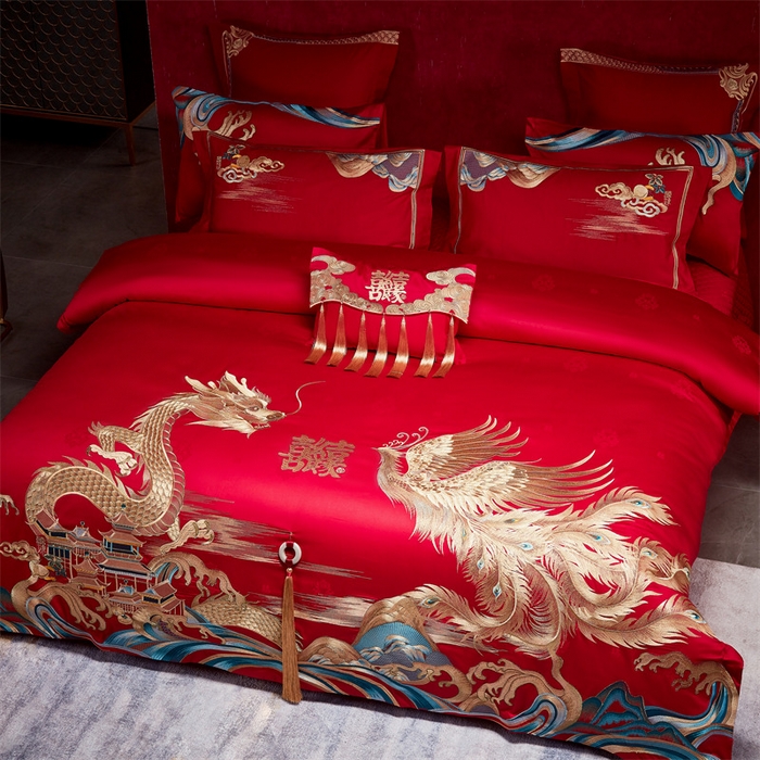 91家纺网 家纺一手货源 找家纺 宏羽纺家纺 2024新款高支高密纯棉提花婚庆套件系列（控价680） 举案齐眉