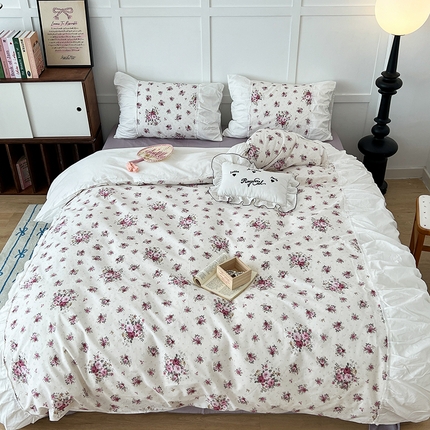 昔可家纺 2024新款韩版花边工艺款轻奢四件套 卢森堡少女