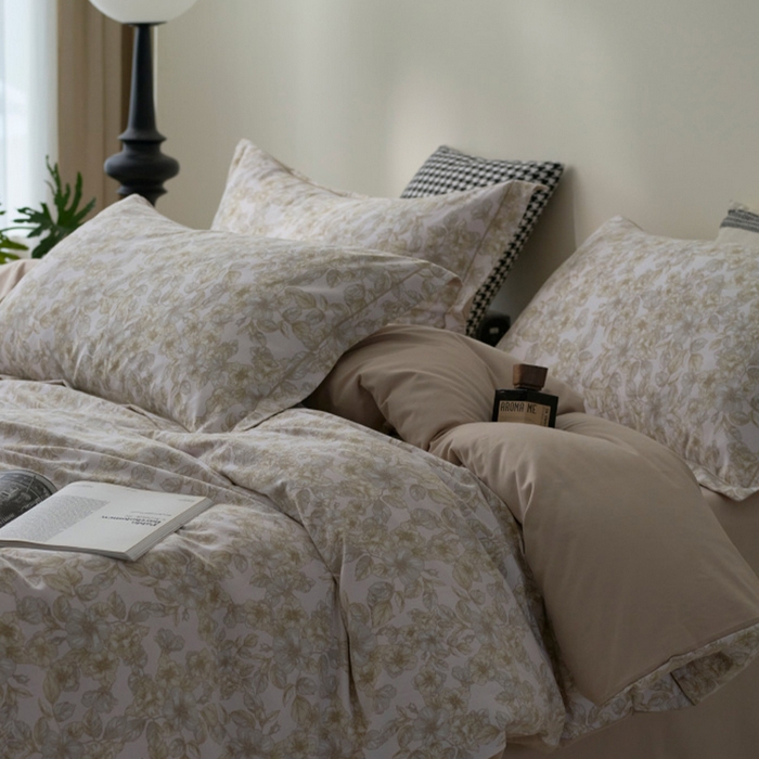 91家纺网 家纺一手货源 找家纺 XIWEN-希文家纺 2024新款全棉印花陶瓷磨毛四件套-第一批 轻轻丝语-驼