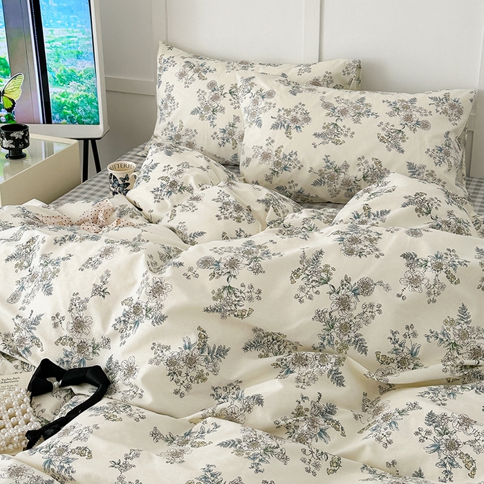 91家纺网 家纺一手货源 找家纺 昔可家纺 2024新款13372全棉亲肤四件套-小花系列 浮世绘