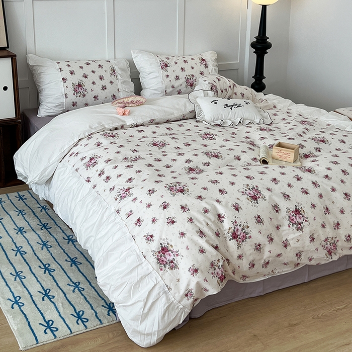 91家纺网 家纺一手货源 找家纺 昔可家纺 2024新款韩版花边工艺款轻奢四件套 卢森堡少女