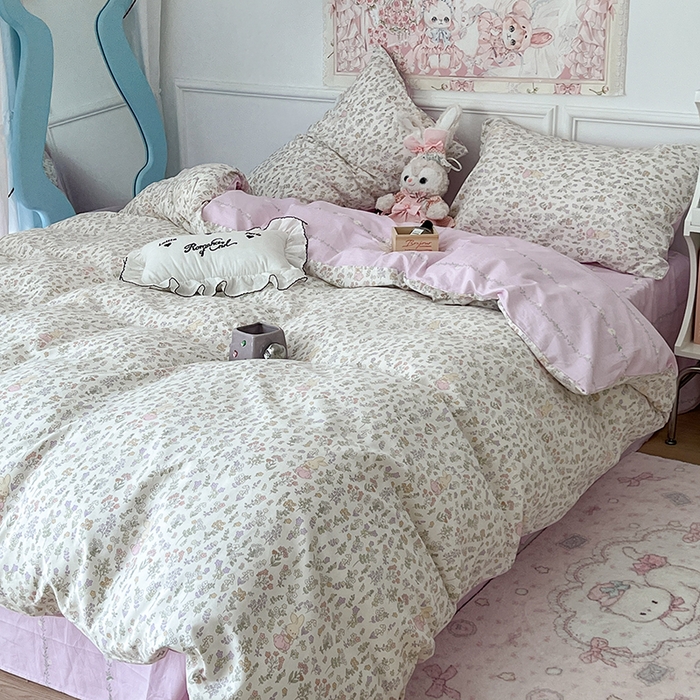 91家纺网 家纺一手货源 找家纺 昔可家纺 2024新款13070全棉四件套系列第二批 花蔓兔