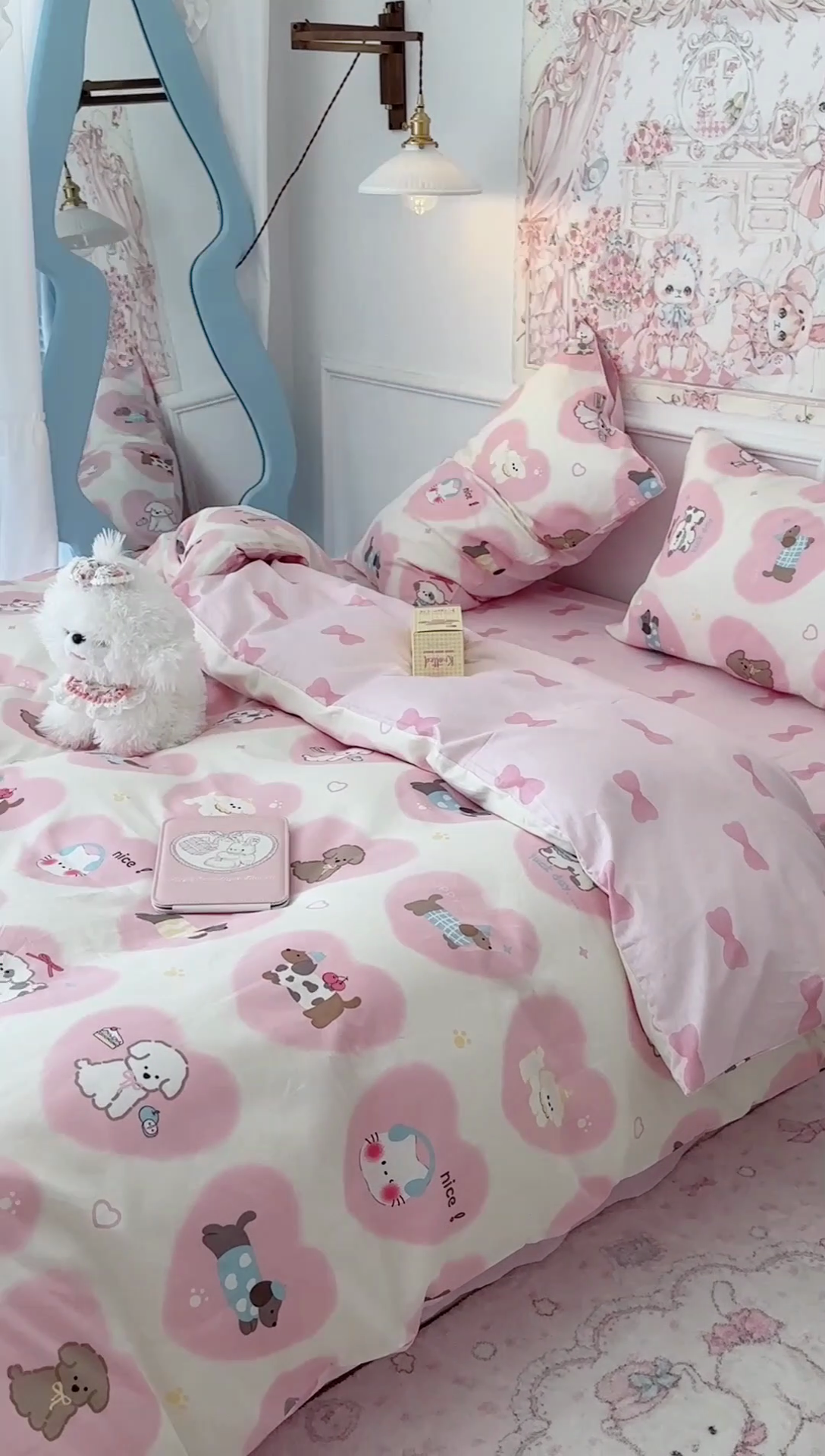 91家纺网 家纺一手货源 找家纺 昔可家纺 2024新款13070全棉四件套系列第二批 粉心萌宠