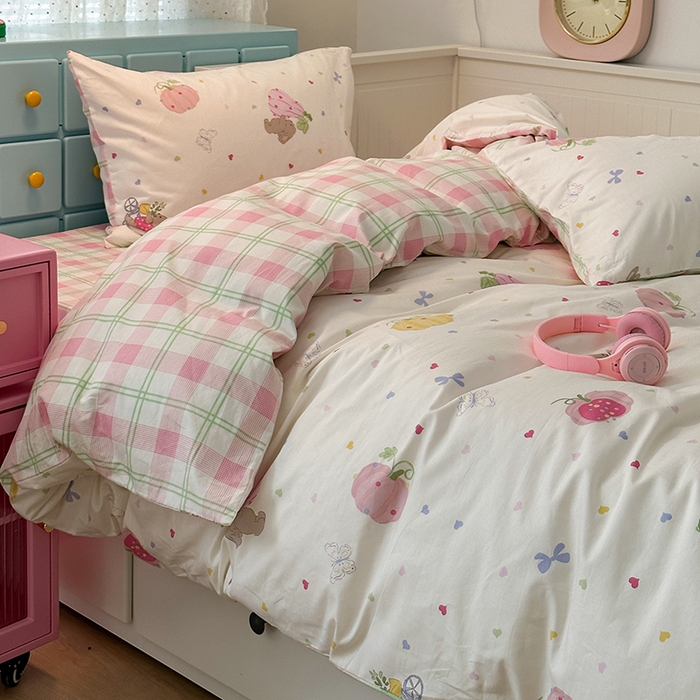 91家纺网 家纺一手货源 找家纺 昔可家纺 2024新款13372全棉亲肤四件套-卡通系列 南瓜兔