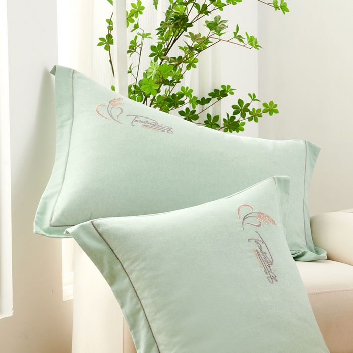 91家纺网 家纺一手货源 找家纺 U品汇 2024新品生态加厚长绒棉纯棉绣花40S全棉磨毛刺绣四件套宽边款 七里香-青翠绿