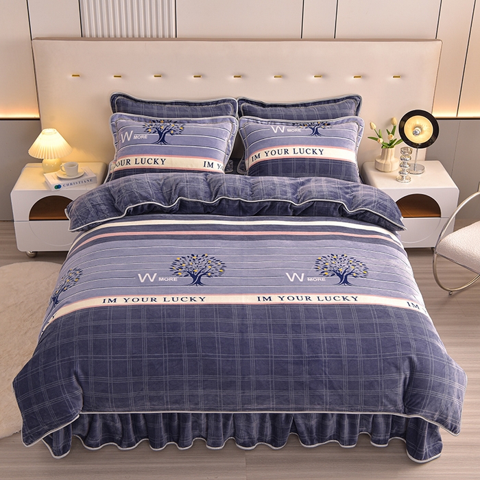 91家纺网 家纺一手货源 找家纺 绒宴2025新230克特厚款印花牛奶绒单被套法莱绒金貂被套单件 蜜桔恋