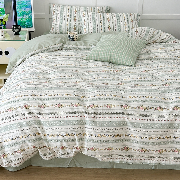 91家纺网 家纺一手货源 找家纺 昔可家纺 2024新款13372全棉亲肤四件套-小花系列 半夏花语