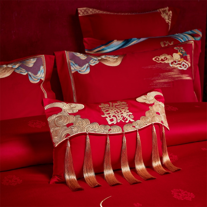 91家纺网 家纺一手货源 找家纺 宏羽纺家纺 2024新款高支高密纯棉提花婚庆套件系列（控价680） 举案齐眉