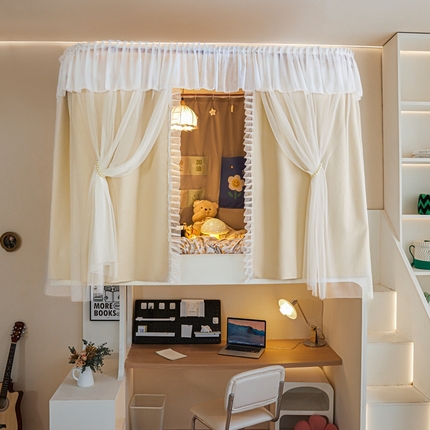 91家纺网 家纺一手货源 找家纺 飞轮海蚊帐 2024新款雪尼尔花边遮光床帘学生蚊帐-XD-22 XD-22-香槟