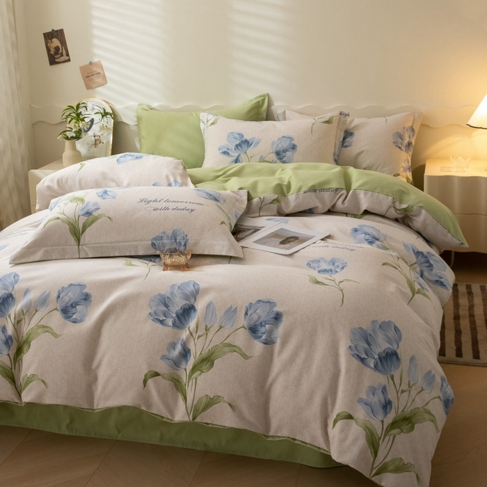 91家纺网 家纺一手货源 找家纺 启程家纺 2024全棉生态磨毛印花四件套 故梦