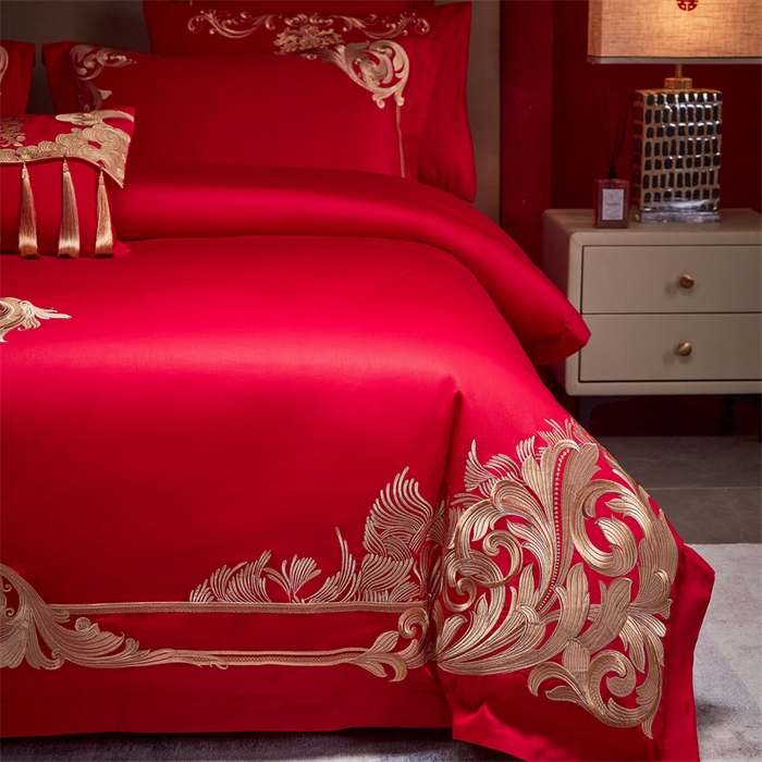 91家纺网 家纺一手货源 找家纺 宏羽纺家纺 2024新款13372纯棉婚庆套件系列 真情涌动