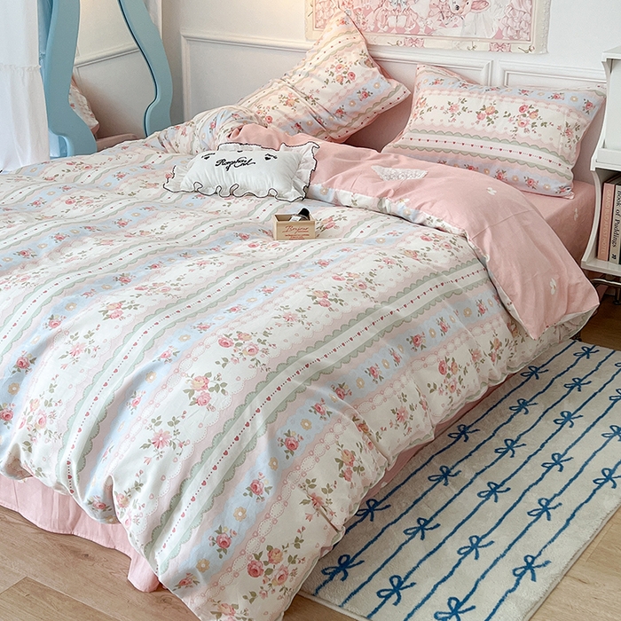 91家纺网 家纺一手货源 找家纺 昔可家纺 2024新款13070全棉四件套系列第二批 蕾丝条花花