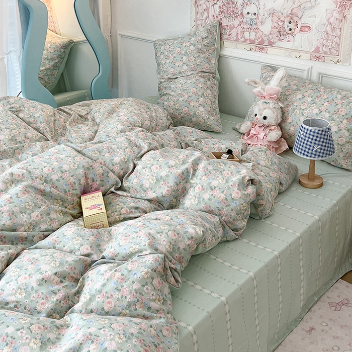 91家纺网 家纺一手货源 找家纺 昔可家纺 2024新款13070全棉四件套系列第二批 安妮花园