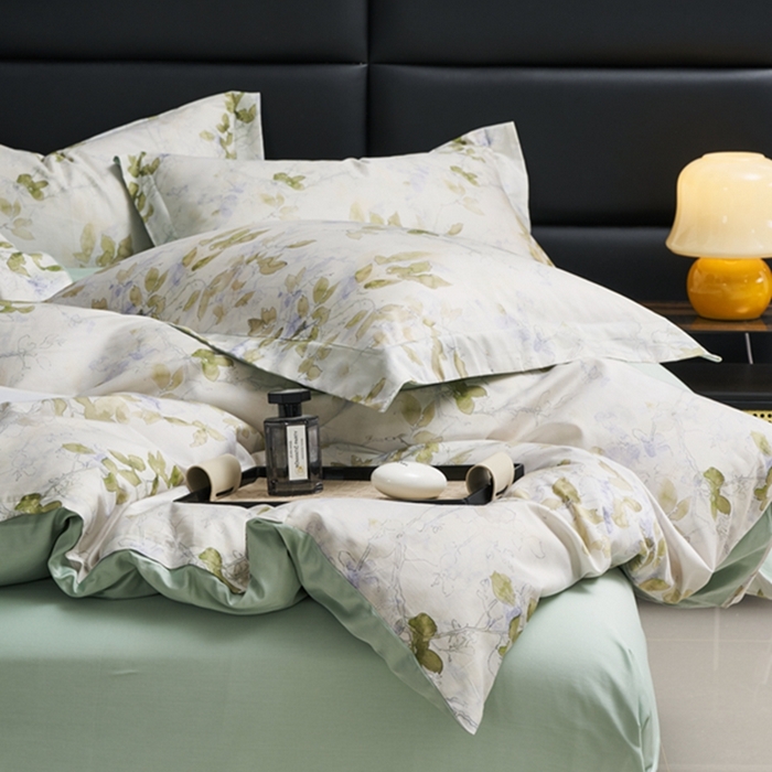 91家纺网 家纺一手货源 找家纺 顾家家居 2024新款7A抗菌长绒棉数码印花四件套 铃兰梦