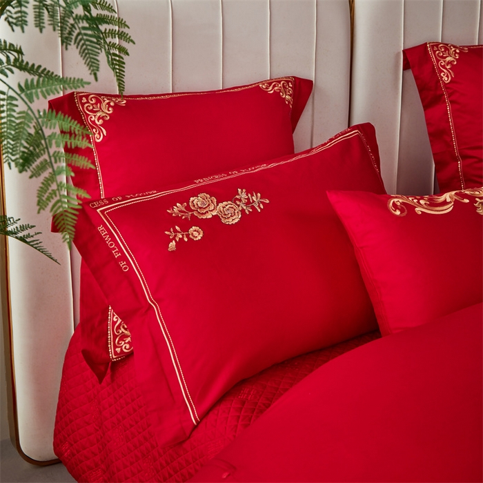 91家纺网 家纺一手货源 找家纺 宏羽纺家纺 2024新款13372纯棉婚庆套件系列 白首不渝