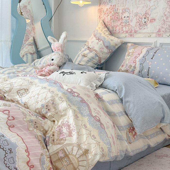 91家纺网 家纺一手货源 找家纺 昔可家纺 2024新款13070全棉四件套系列第二批 小熊蛋糕