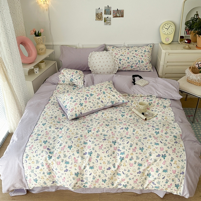 91家纺网 家纺一手货源 找家纺 （总）昔可家纺 2024新款全棉拼接嵌绳款四件套