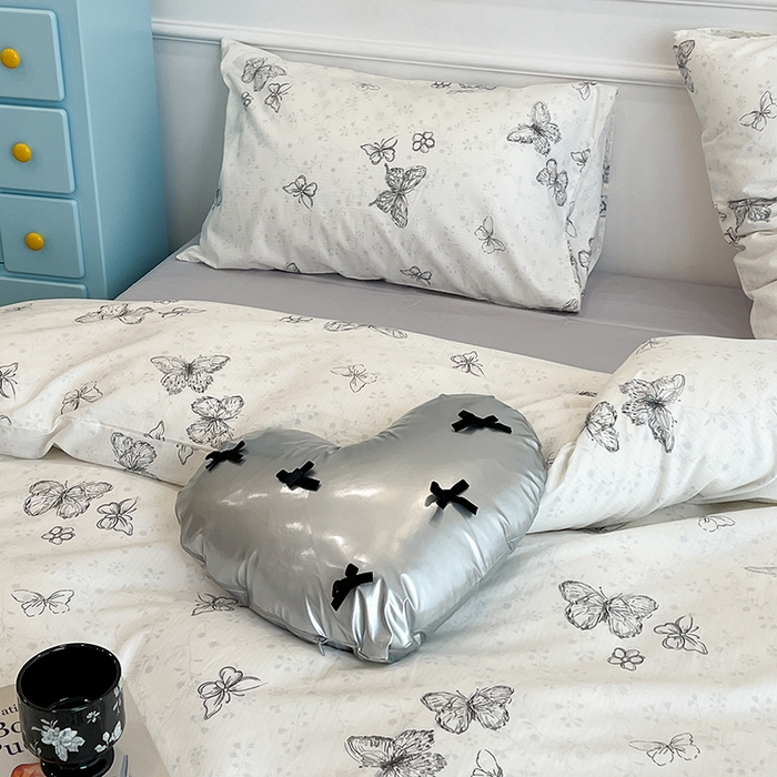 91家纺网 家纺一手货源 找家纺 昔可家纺 2024新款13372全棉亲肤四件套-小清新系列 素描蝴蝶