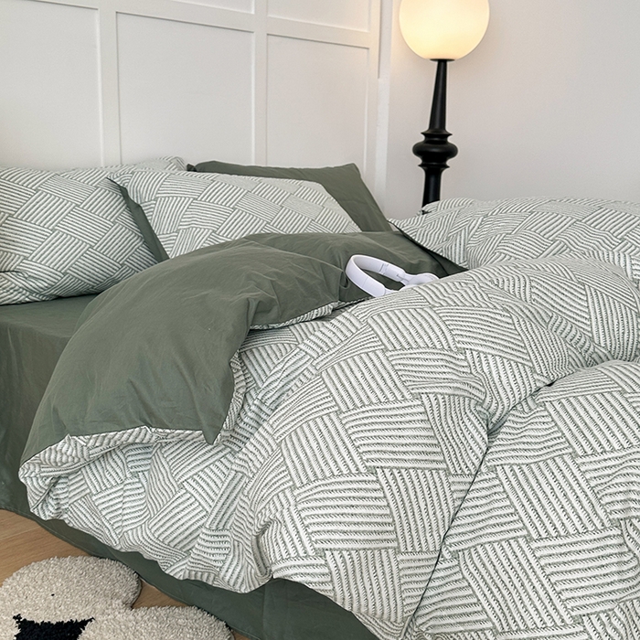 91家纺网 家纺一手货源 找家纺 昔可家纺 2024新款13372全棉亲肤四件套-复古系列 格瑞塔