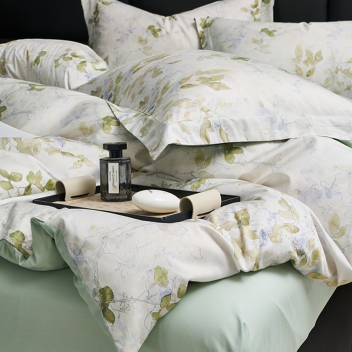 91家纺网 家纺一手货源 找家纺 顾家家居 2024新款7A抗菌长绒棉数码印花四件套 铃兰梦