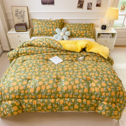 91家纺网 家纺一手货源 找家纺 （总）宝士康家纺 2024新款双层纱豆豆绒冬被 被子被芯