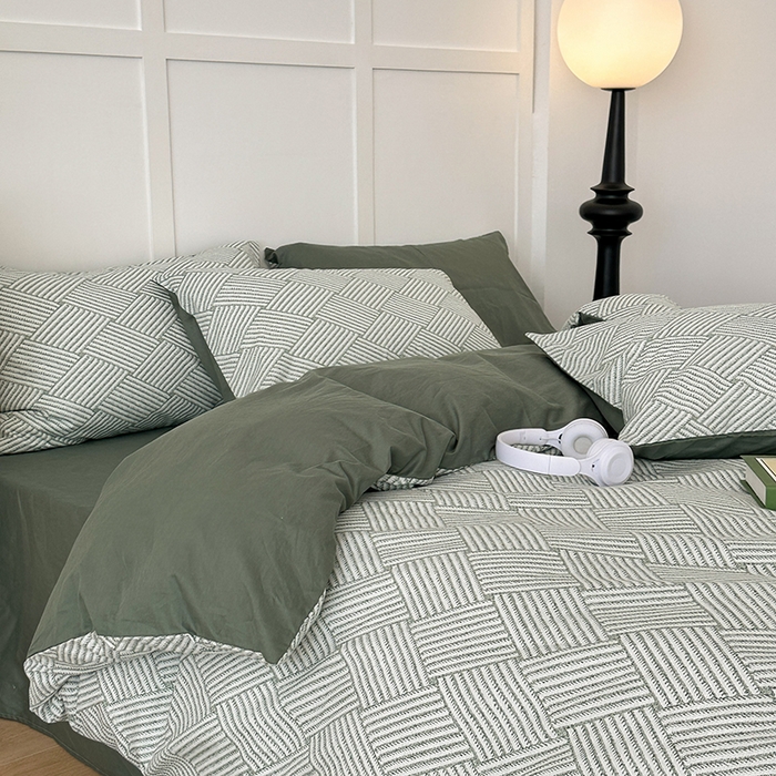 91家纺网 家纺一手货源 找家纺 昔可家纺 2024新款13372全棉亲肤四件套-复古系列 格瑞塔