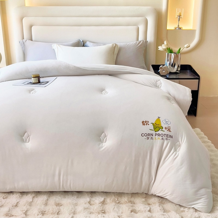 91家纺网 家纺一手货源 找家纺 暖阁 2025新款糯糯玉米被大豆被冬被春秋被被子被芯 珍珠白