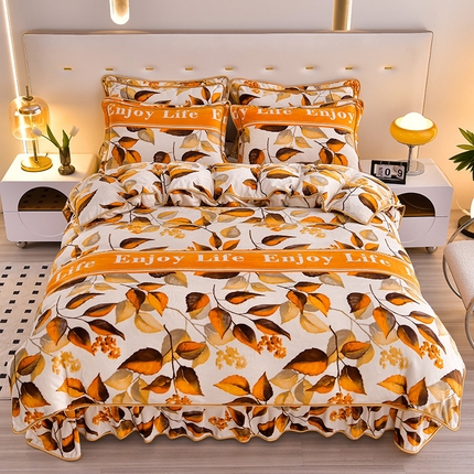 91家纺网 家纺一手货源 找家纺 （总）芯诗曼2025新款8.5斤直播热款高克重牛奶绒法莱绒水晶金貂法莱绒四件套