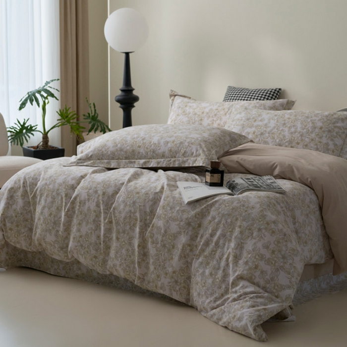 91家纺网 家纺一手货源 找家纺 XIWEN-希文家纺 2024新款全棉印花陶瓷磨毛四件套-第一批 轻轻丝语-驼