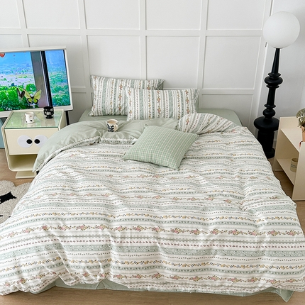 91家纺网 家纺一手货源 找家纺 （总）昔可家纺 2024新款13372全棉亲肤四件套-小花系列