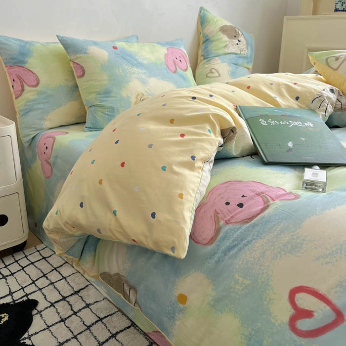 91家纺网 家纺一手货源 找家纺 （总）呗旺鹿 2024新款亲肤全棉四件套油画慕斯猫纯棉四件套