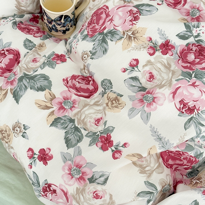 91家纺网 家纺一手货源 找家纺 昔可家纺 2024新款13372全棉亲肤四件套-复古系列 油画野玫瑰