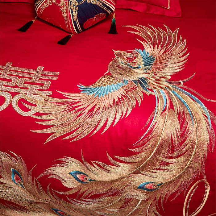 91家纺网 家纺一手货源 找家纺 宏羽纺家纺 2024新款13372纯棉婚庆套件系列 婚嫁贺喜