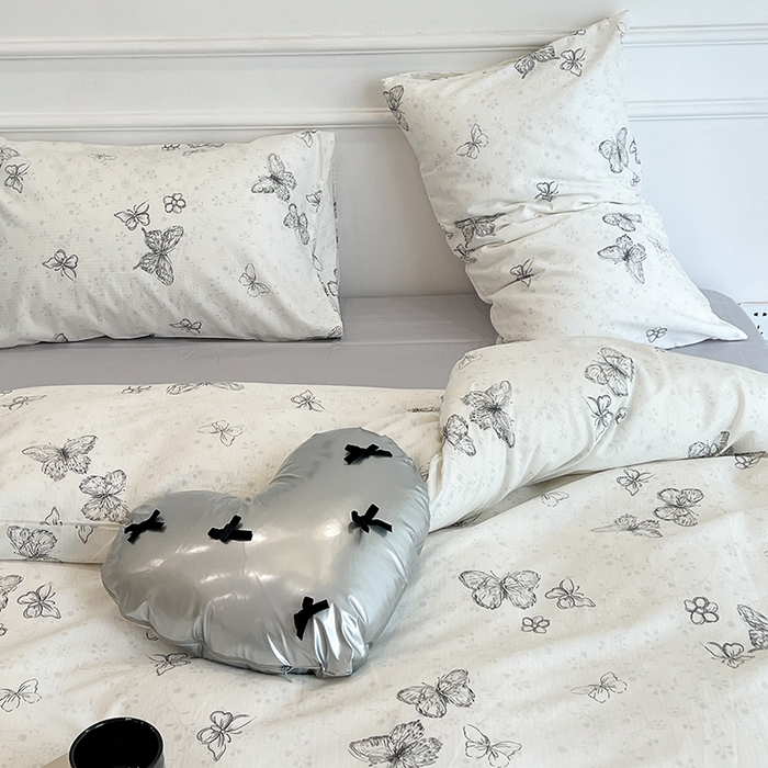 91家纺网 家纺一手货源 找家纺 昔可家纺 2024新款13372全棉亲肤四件套-小清新系列 素描蝴蝶