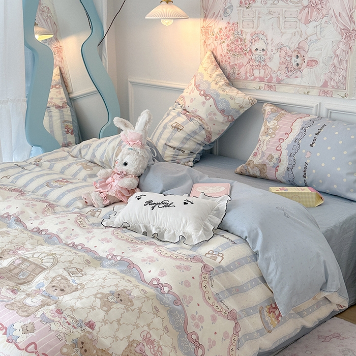 91家纺网 家纺一手货源 找家纺 昔可家纺 2024新款13070全棉四件套系列第二批 小熊蛋糕