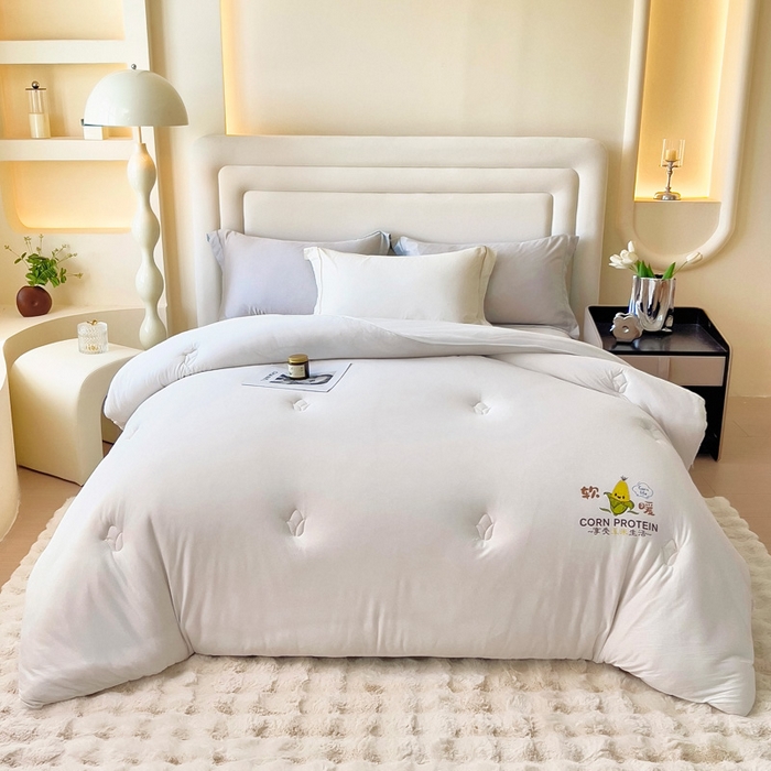 91家纺网 家纺一手货源 找家纺 暖阁 2025新款糯糯玉米被大豆被冬被春秋被被子被芯 珍珠白