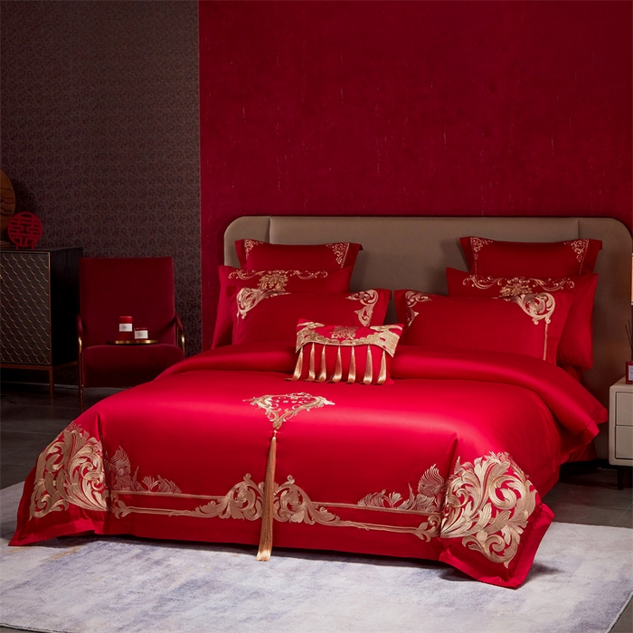 91家纺网 家纺一手货源 找家纺 宏羽纺家纺 2024新款13372纯棉婚庆套件系列 真情涌动