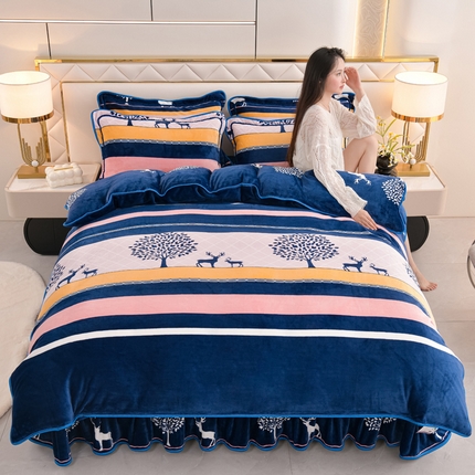 91家纺网 家纺一手货源 找家纺 芯诗曼2025新款8.5斤直播热款高克重牛奶绒法莱绒水晶金貂法莱绒四件套春华秋实