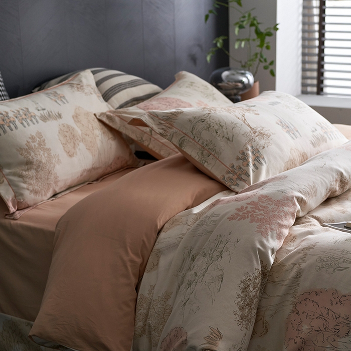 91家纺网 家纺一手货源 找家纺 XIWEN-希文家纺 2024新款全棉印花陶瓷磨毛四件套-第二批 春日山茶