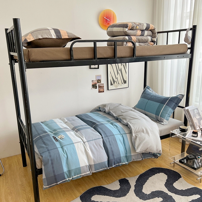 91家纺网 家纺一手货源 找家纺 慕木 2025新款A类印花阳光暖绒棉高克重170克学生宿舍床三件套被芯床垫枕芯上下铺六件套 协奏曲-蓝