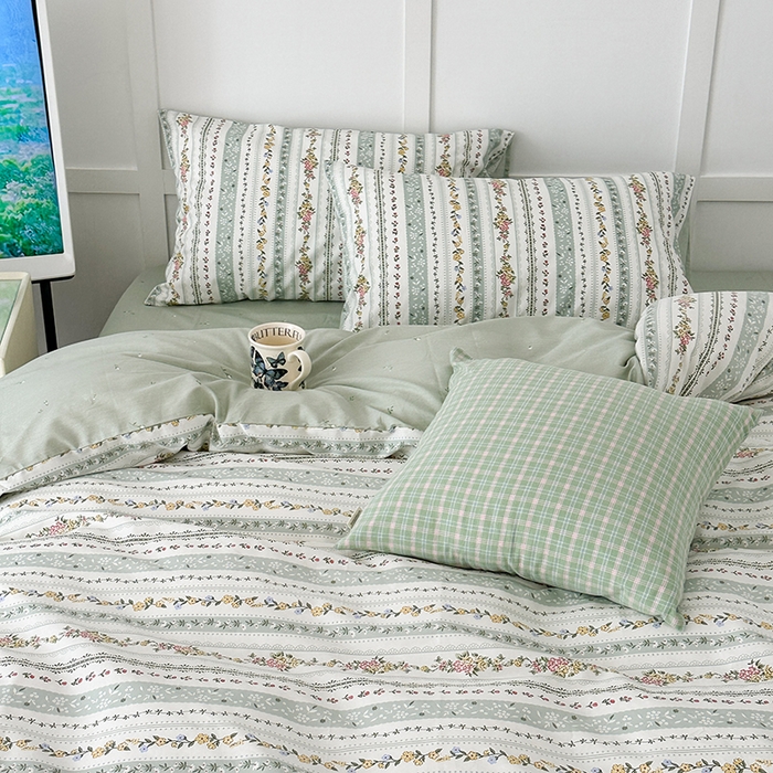 91家纺网 家纺一手货源 找家纺 （总）昔可家纺 2024新款13372全棉亲肤四件套-小花系列