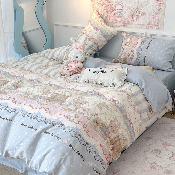 91家纺网 家纺一手货源 找家纺 昔可家纺 2024新款13070全棉四件套系列第二批 小熊蛋糕