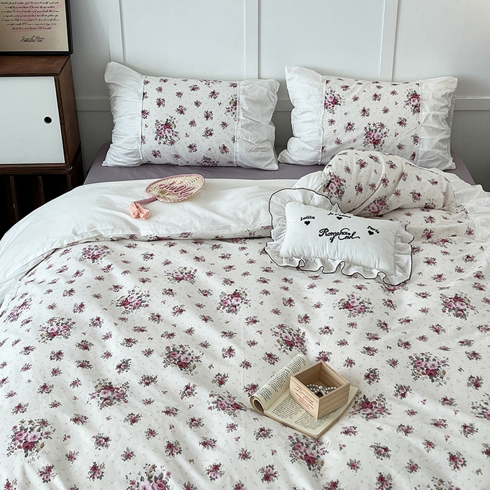 91家纺网 家纺一手货源 找家纺 昔可家纺 2024新款韩版花边工艺款轻奢四件套 卢森堡少女