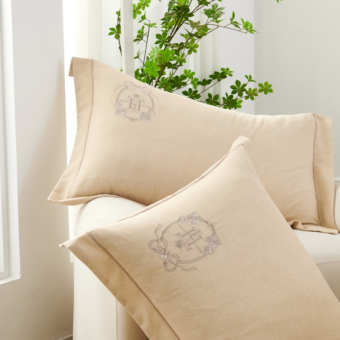 91家纺网 家纺一手货源 找家纺 U品汇 2024新品生态加厚长绒棉纯棉绣花40S全棉磨毛刺绣四件套宽边款 梵诗迪 -香槟金