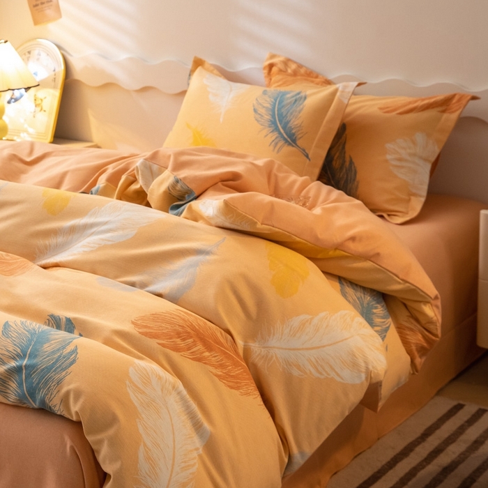 91家纺网 家纺一手货源 找家纺 启程家纺 2024全棉生态磨毛印花四件套 妙羽