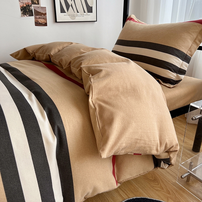 91家纺网 家纺一手货源 找家纺 慕木 2025新款A类印花阳光暖绒棉高克重170克学生宿舍床三件套被芯床垫枕芯上下铺六件套 极简格调-黄